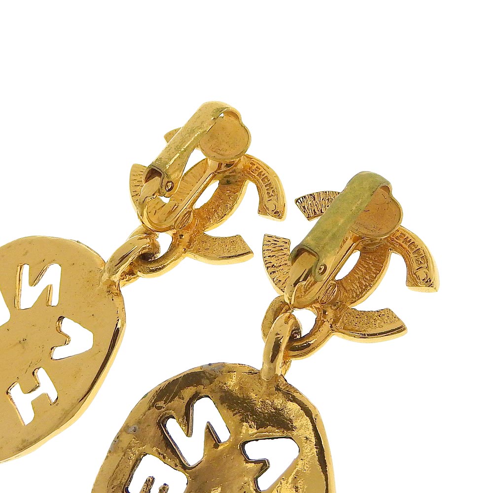 Top Quality Chanel Vintage Gold Logo Earrings with Box