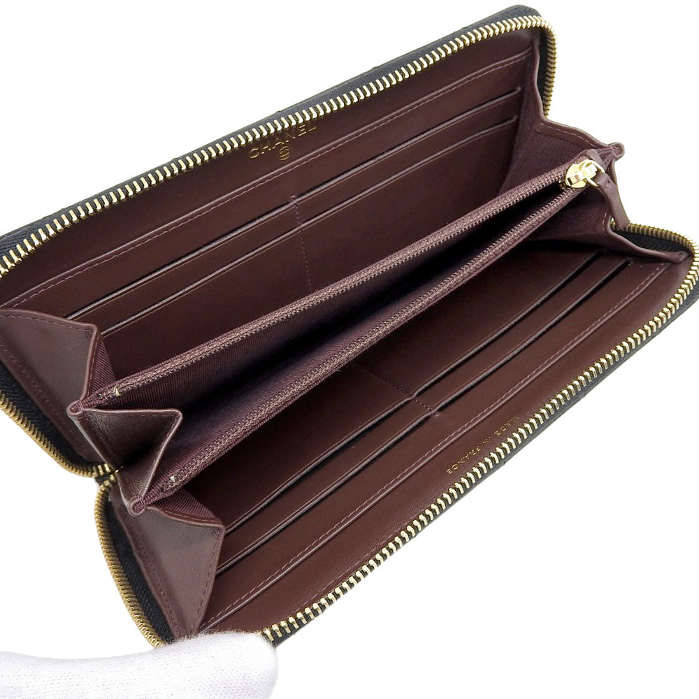 Top Quality Chanel Caviar Skin Round Zipper Long Wallet A50097