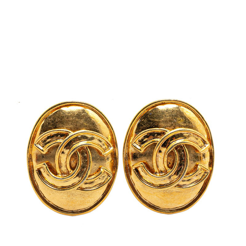 Top Quality Chanel Vintage Coco Mark Round Earrings Gold
