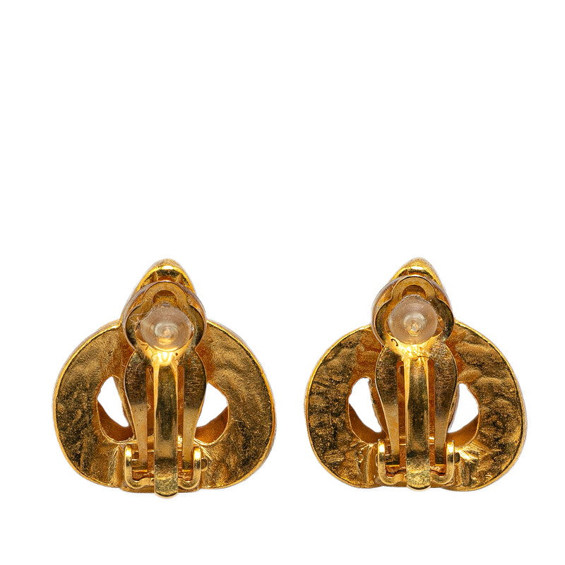 Top Quality Chanel Vintage Coco Mark Heart Motif Earrings Gold Plated