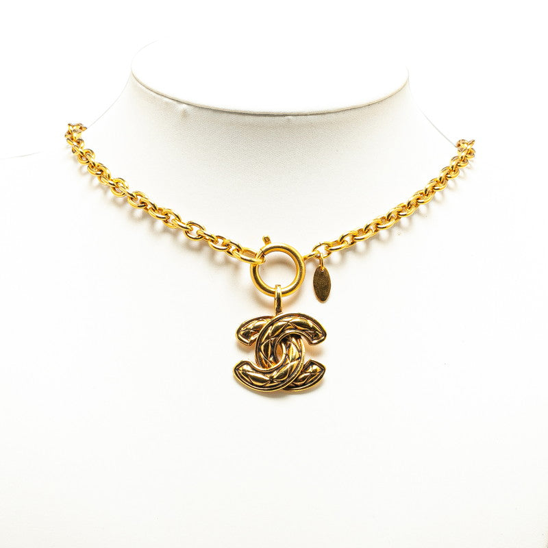 Top Quality Chanel Coco Mark Matelasse Necklace Gold Plated