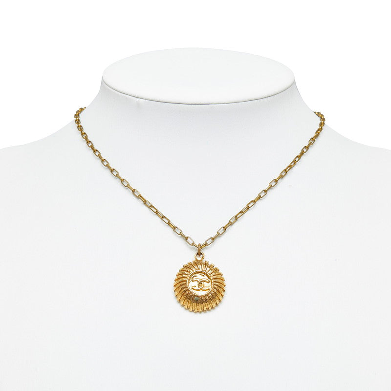 Top Quality Chanel Vintage Coco Mark Medal Necklace Gold Plated