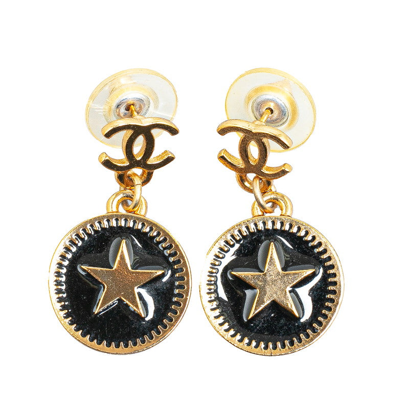 Top Quality Chanel Star Motif Earrings Gold Black