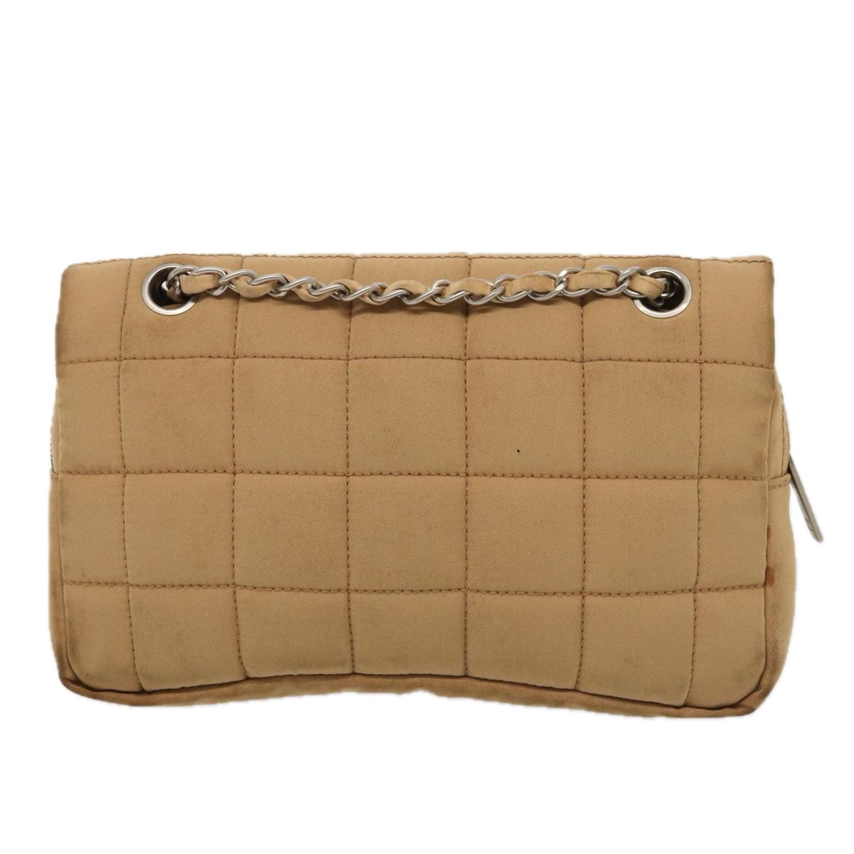 Top Quality Chanel Choco Bar Turn Lock ChainShoulder Bag Canvas Brown CC Auth yk14020