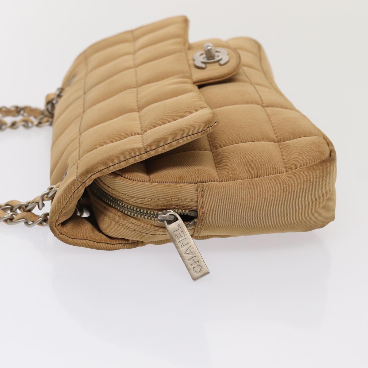 Top Quality Chanel Choco Bar Turn Lock ChainShoulder Bag Canvas Brown CC Auth yk14020