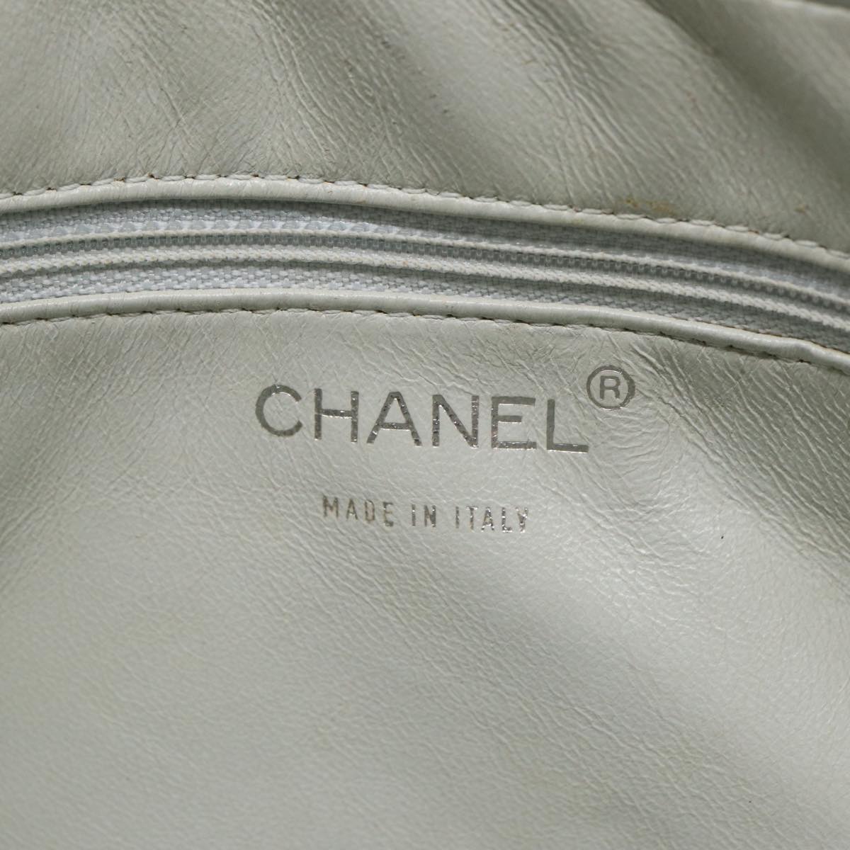 Top Quality Chanel Choco Bar Chain Hand Bag Leather White Silver CC Auth yk14303