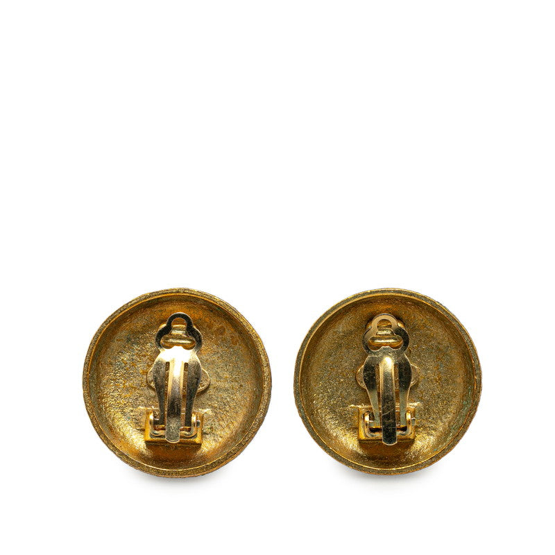 Top Quality Chanel Vintage Coco Mark Round Earrings Gold