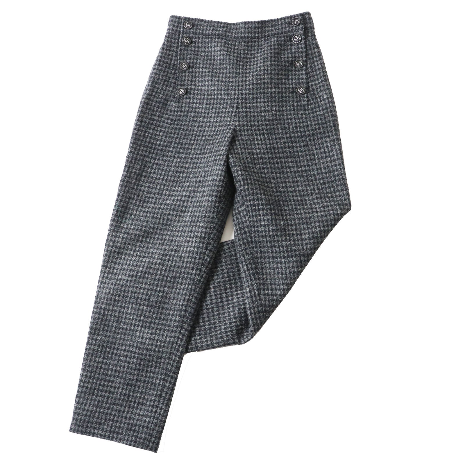 Top Quality Chanel Wool Tweed Pants COCO Mark Gray 36