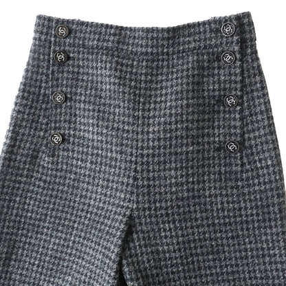Top Quality Chanel Wool Tweed Pants COCO Mark Gray 36