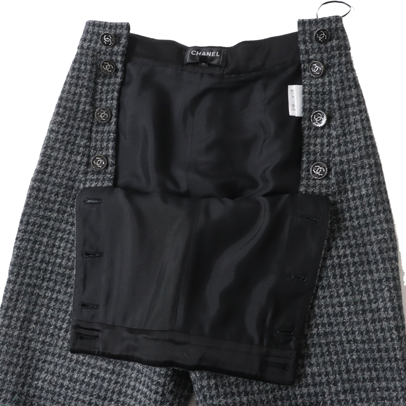 Top Quality Chanel Wool Tweed Pants COCO Mark Gray 36