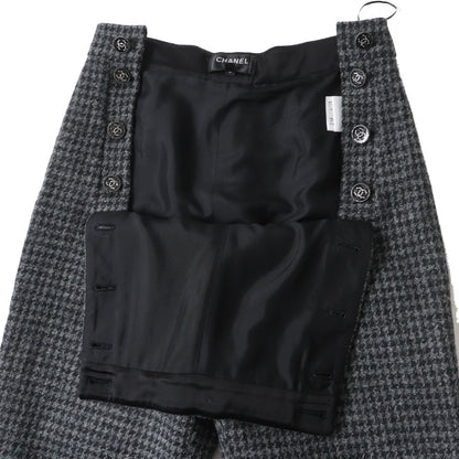 Top Quality Chanel Wool Tweed Pants COCO Mark Gray 36