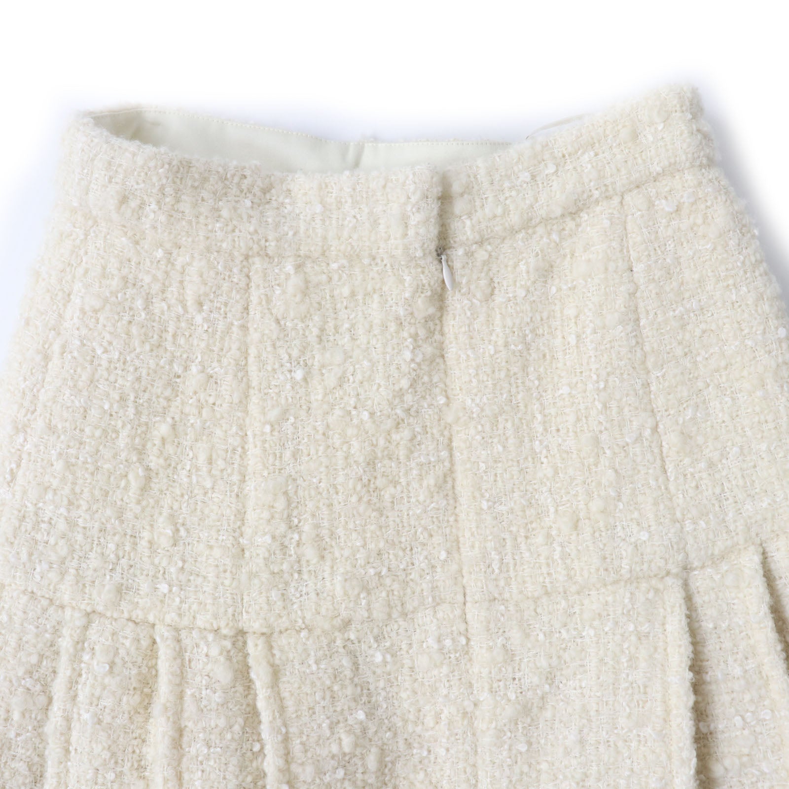 Top Quality Chanel Tweed Skirt Wool Nylon Silk Ivory 36