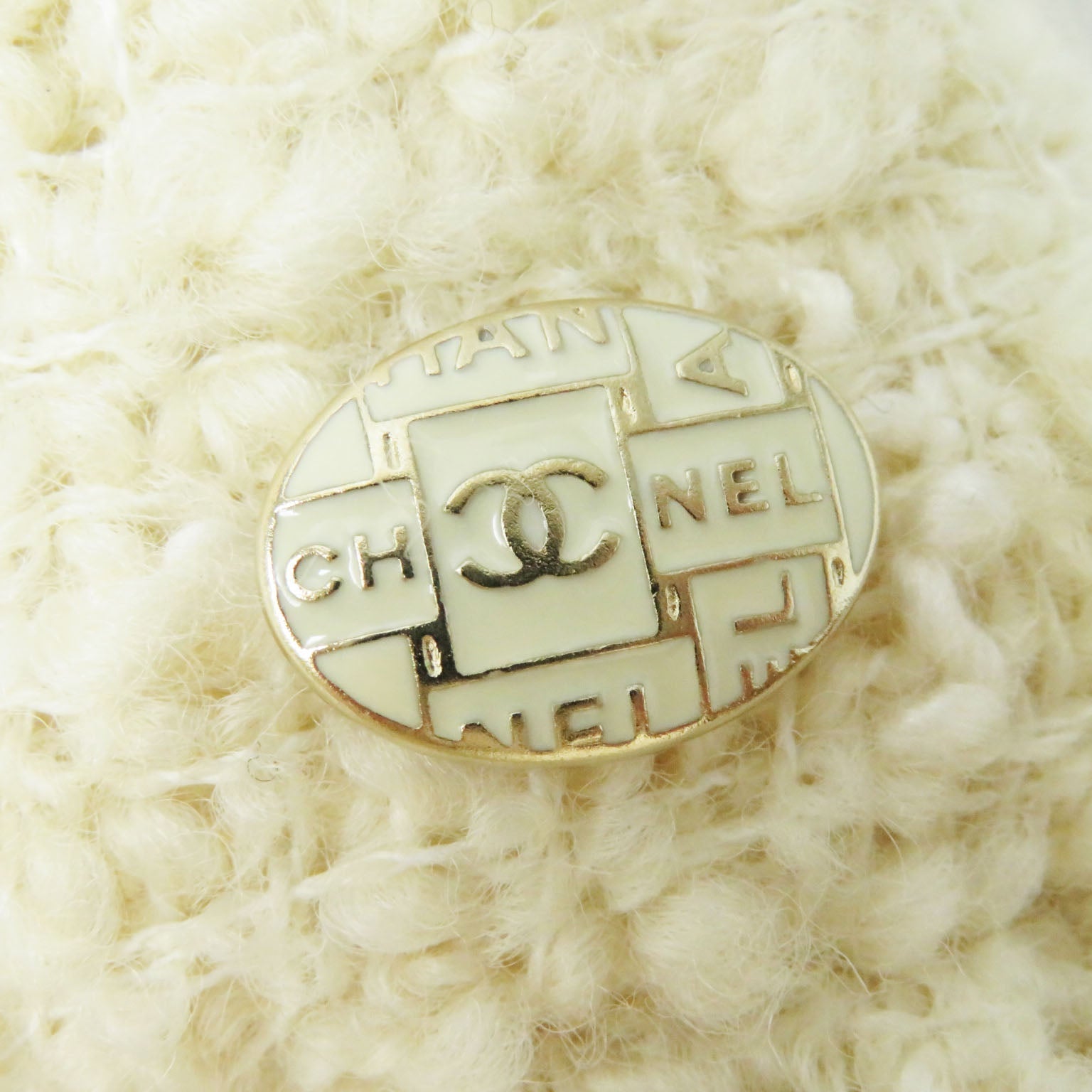 Top Quality Chanel Tweed Skirt Wool Nylon Silk Ivory 36