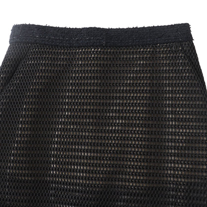 Top Quality Chanel Nylon Silk Tight Skirt Black 34