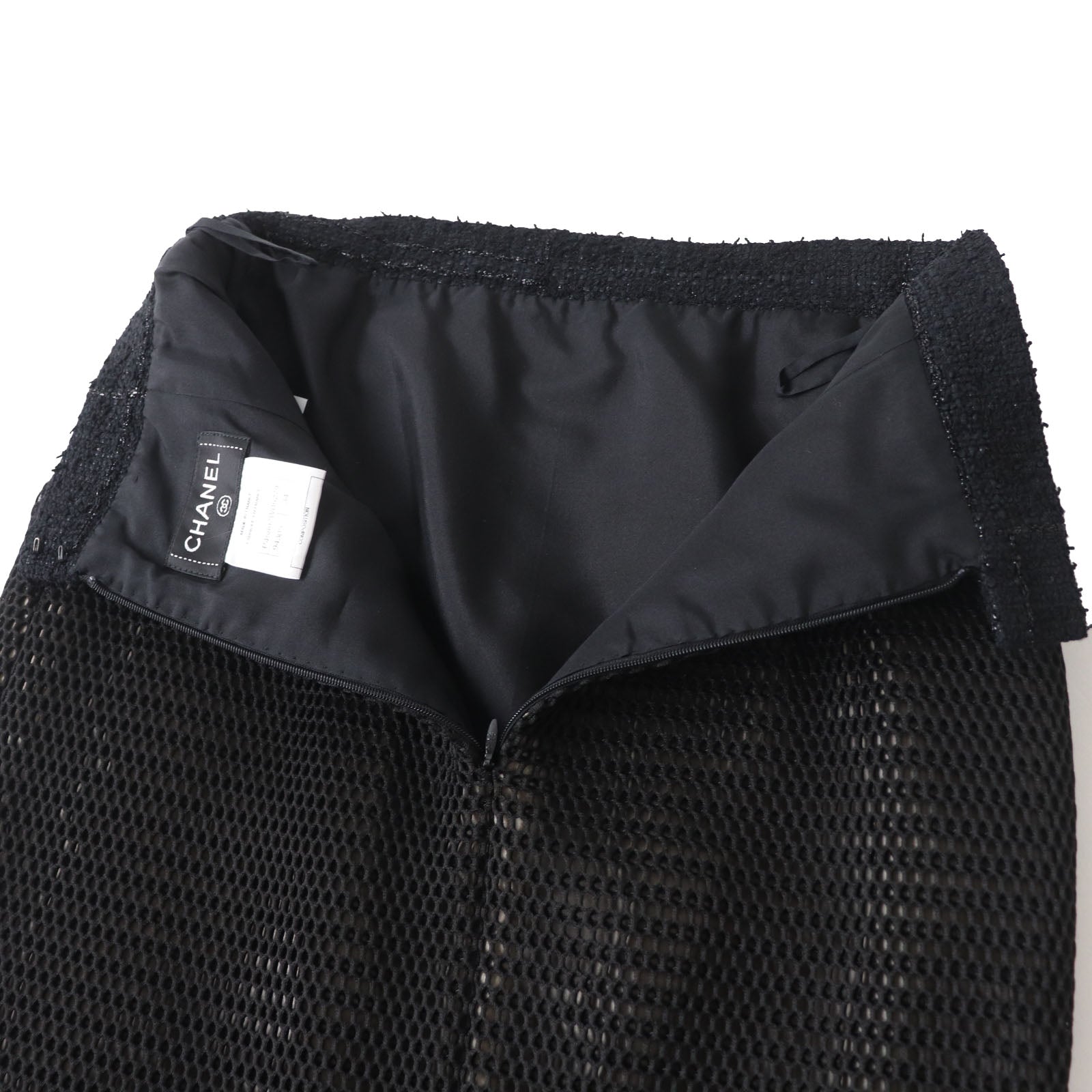 Top Quality Chanel Nylon Silk Tight Skirt Black 34