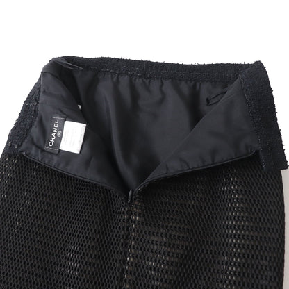 Top Quality Chanel Nylon Silk Tight Skirt Black 34