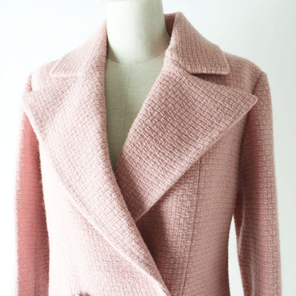 Top Quality Chanel Wool COCO Mark Button Jacket Pink