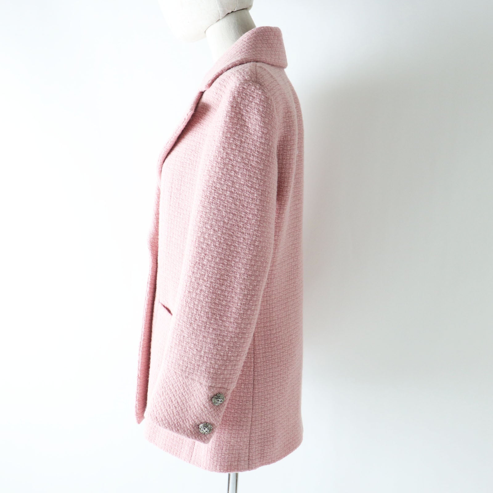 Top Quality Chanel Wool COCO Mark Button Jacket Pink
