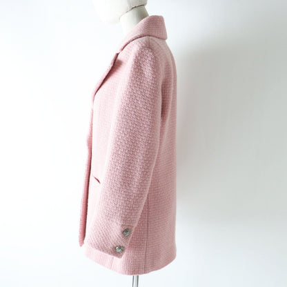 Top Quality Chanel Wool COCO Mark Button Jacket Pink