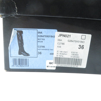 Top Quality Chanel Knee-high Boots Metal Logo Chunky Heel