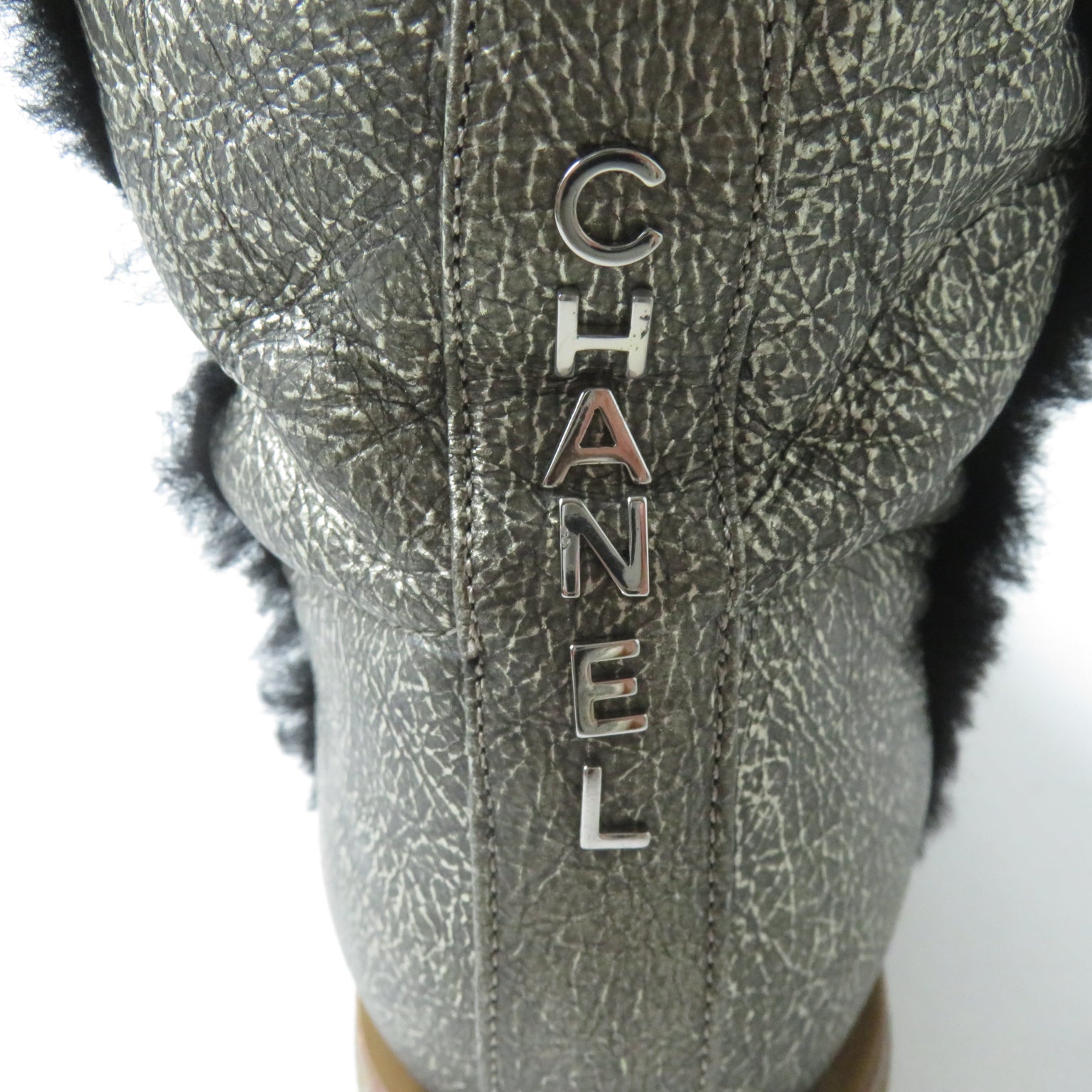 Top Quality Chanel Knee-high Boots Metal Logo Chunky Heel