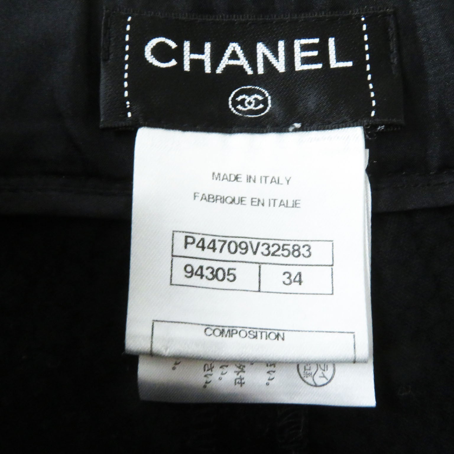 Top Quality Chanel Velour Pants Black 34 Women