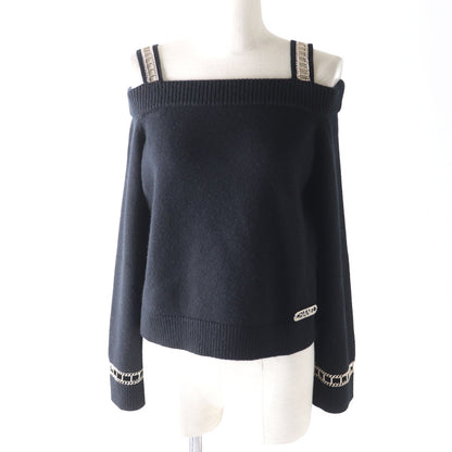Top Quality Chanel Cashmere Off-Shoulder Knit Sweater