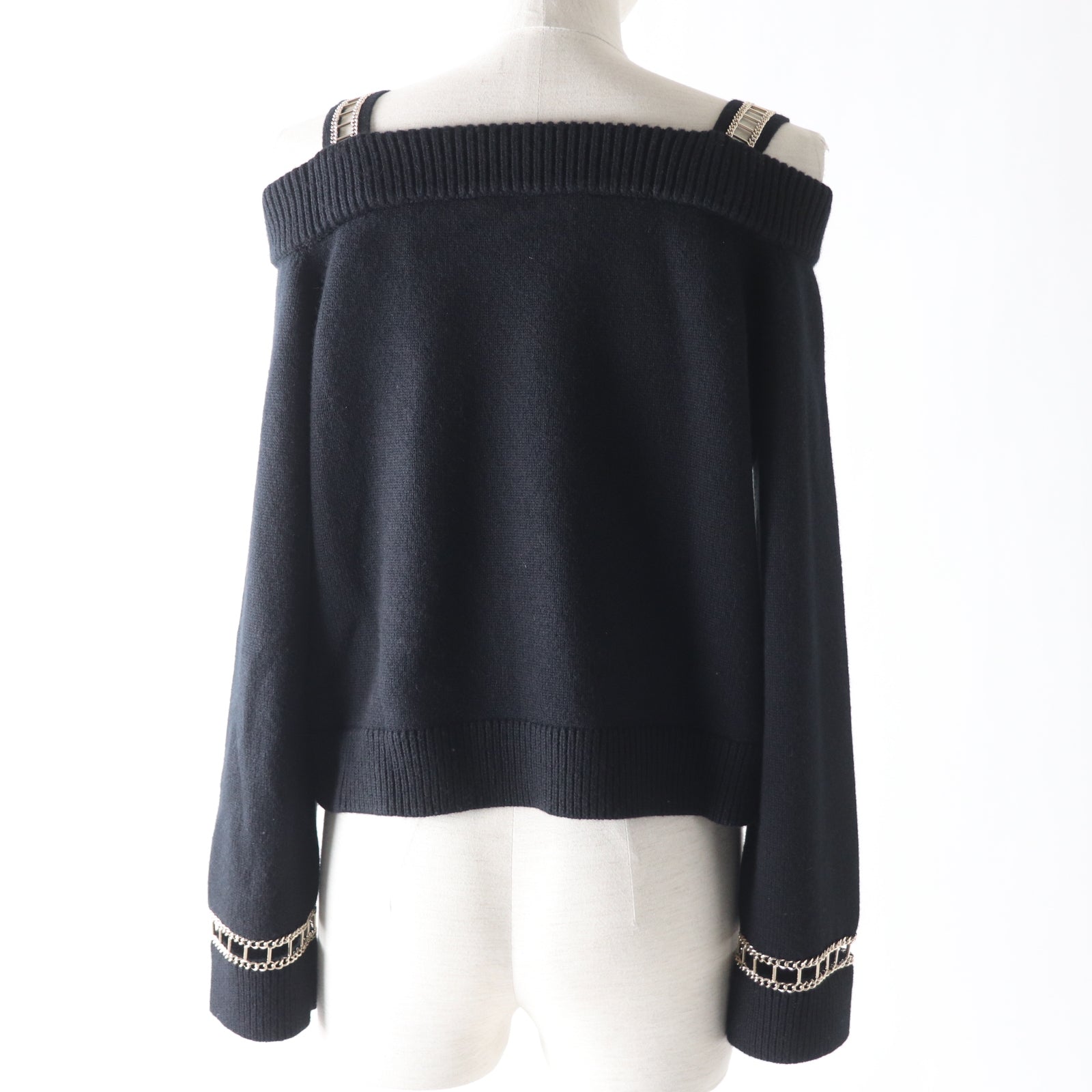 Top Quality Chanel Cashmere Off-Shoulder Knit Sweater