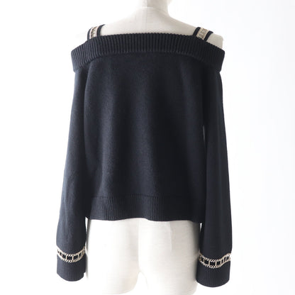 Top Quality Chanel Cashmere Off-Shoulder Knit Sweater