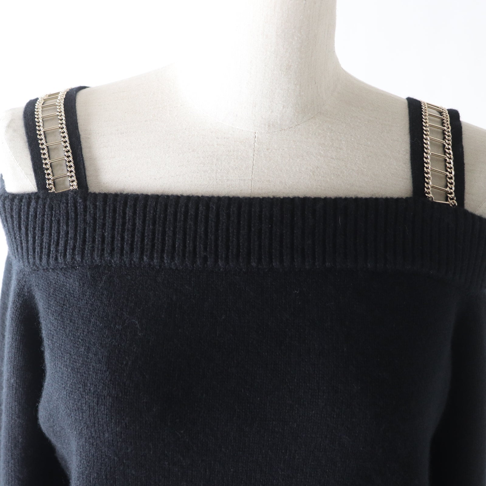 Top Quality Chanel Cashmere Off-Shoulder Knit Sweater