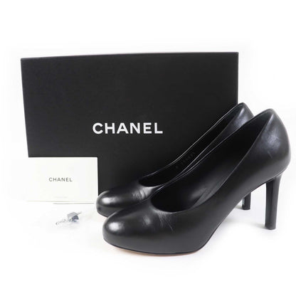 Top Quality Chanel Leather Pumps G35025 Black Gold 36