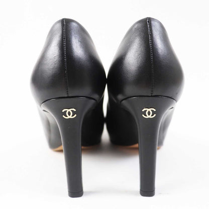 Top Quality Chanel Leather Pumps G35025 Black Gold 36
