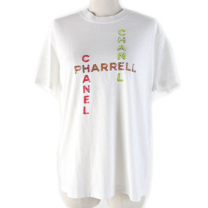 Top Quality Chanel Cotton Rhinestone Logo T-shirt White S