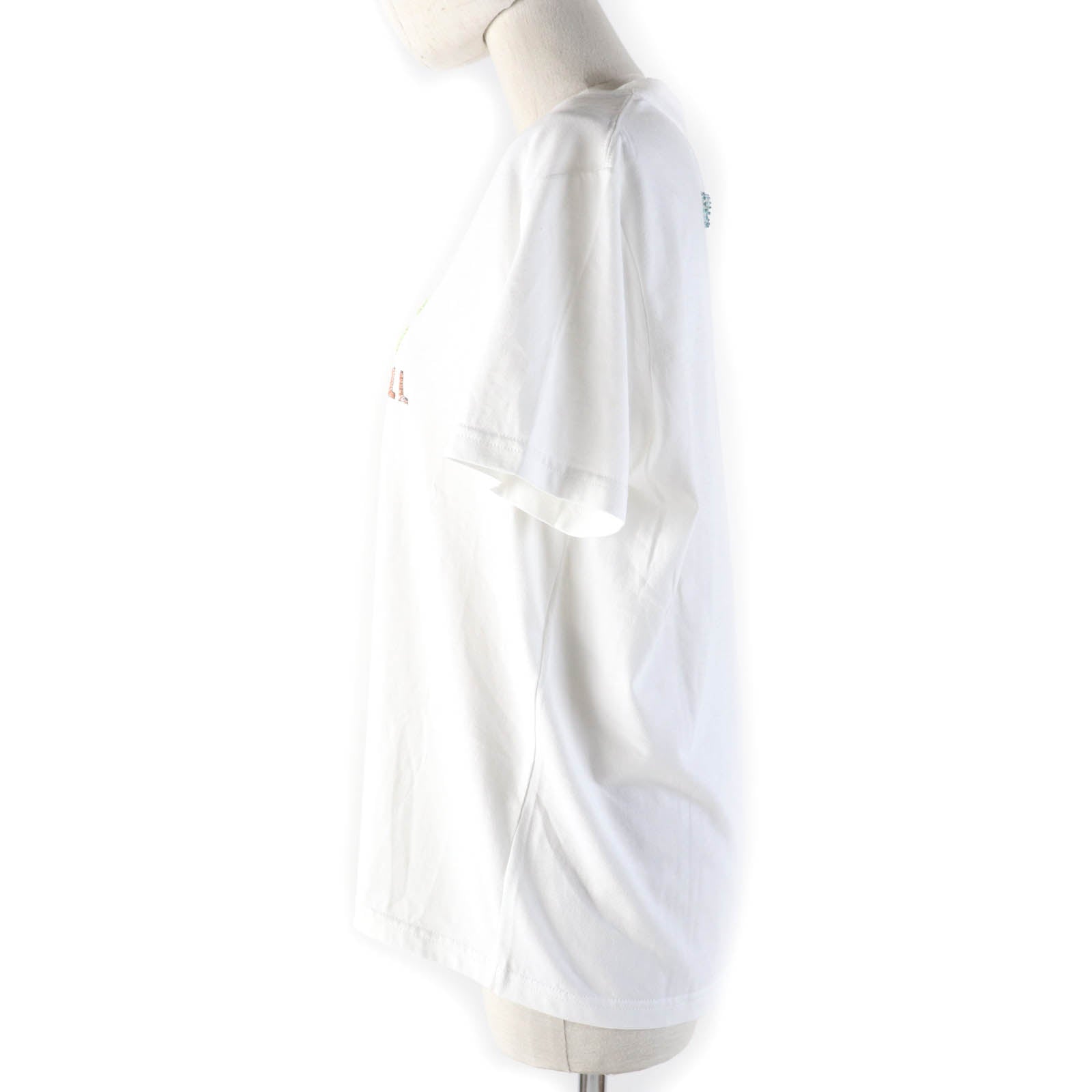 Top Quality Chanel Cotton Rhinestone Logo T-shirt White S