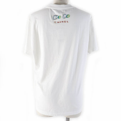 Top Quality Chanel Cotton Rhinestone Logo T-shirt White S