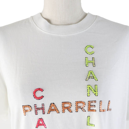 Top Quality Chanel Cotton Rhinestone Logo T-shirt White S