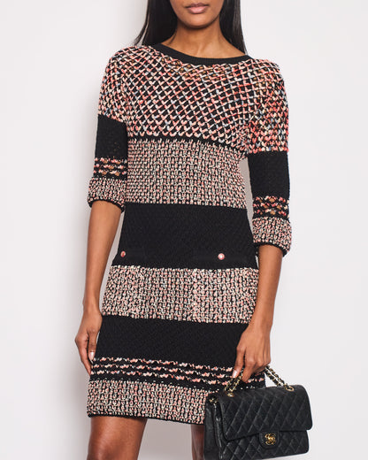 Top Quality Chanel Tweed Multi-Colour Open-Knit Dress with Front Pocket Detailing FR 34 (UK 6)