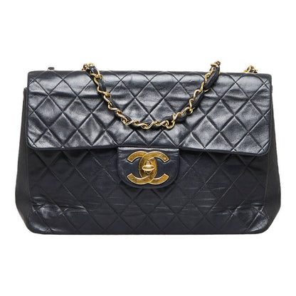 Top Quality Chanel Deca Flap Shoulder Bag Black Lambskin Ladies