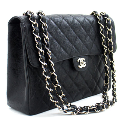 Top Quality Chanel Classic Large 11 Chain Shoulder Bag Black Grained Calfskin