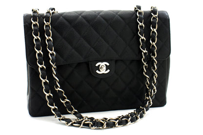 Top Quality Chanel Classic Large 11 Chain Shoulder Bag Black Grained Calfskin