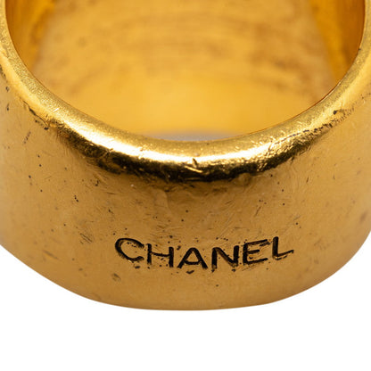Top Quality Chanel Vintage Coco Mark Square Ring Gold Brown Clear