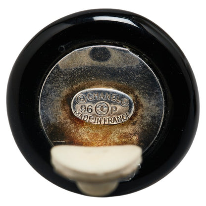 Top Quality Chanel Vintage Coco Mark Button Earrings Gold Black