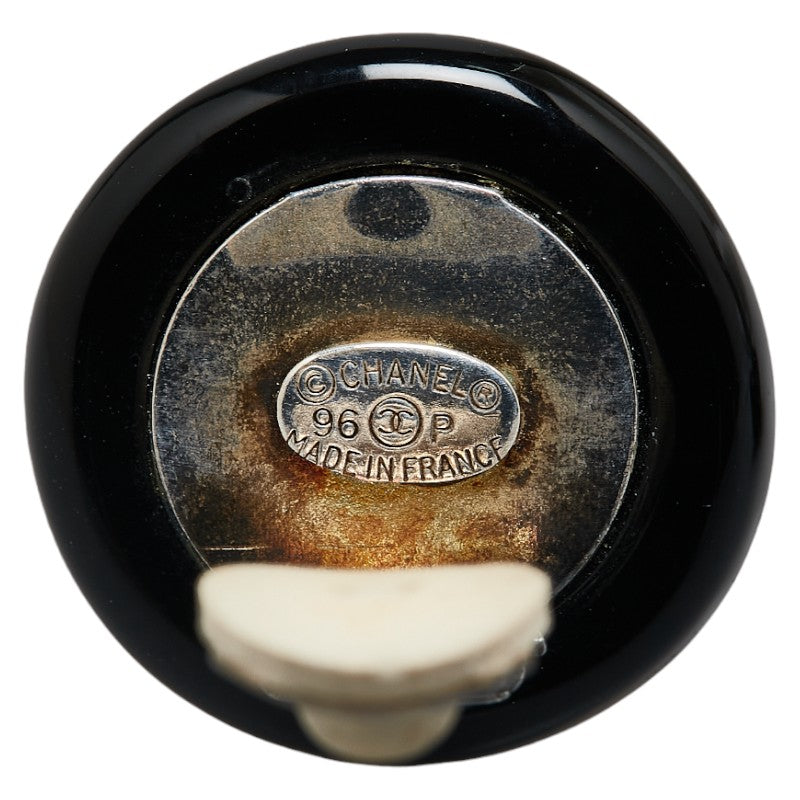 Top Quality Chanel Vintage Coco Mark Button Earrings Gold Black