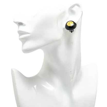 Top Quality Chanel Vintage Coco Mark Button Earrings Gold Black