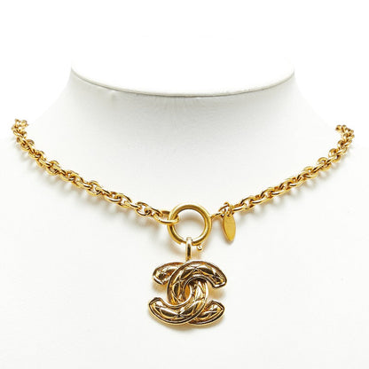 Top Quality Chanel Matelasse Coco Mark Necklace Gold