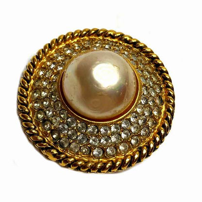 Top Quality Chanel Gold Faux Pearl Rhinestone Earrings