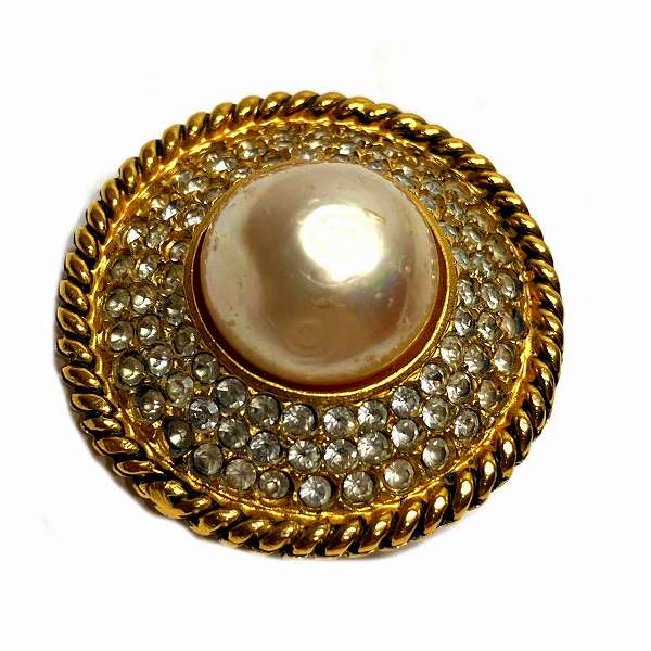 Top Quality Chanel Gold Faux Pearl Rhinestone Earrings