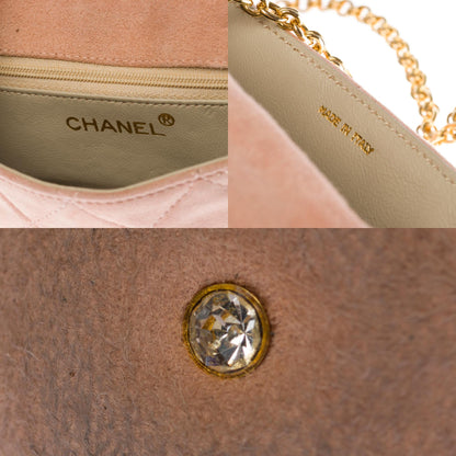 Top Quality Chanel Classic Mini shoulder New Bag in pink quilted suede. GHW