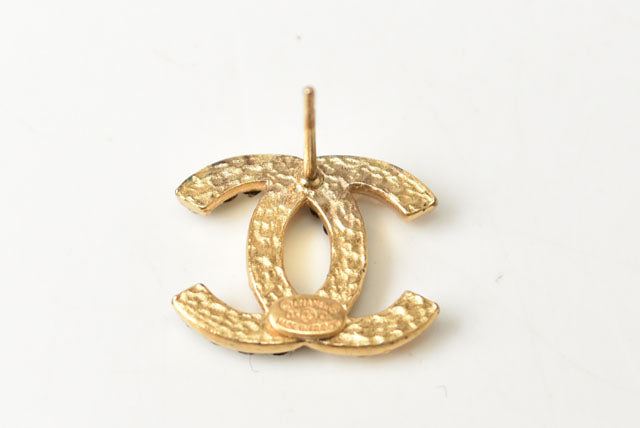 Top Quality Chanel Earrings CC Mark Pearl Motif Rhinestone Black/Gold