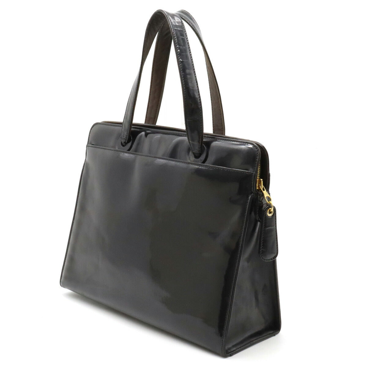Top Quality Chanel Logo Patent Leather Tote Bag Black